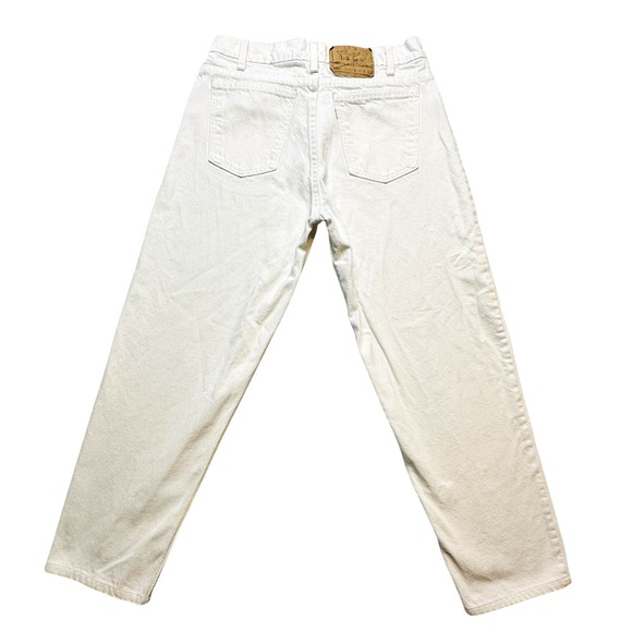 VTG Levis 550 Jeans Mens 31x27 White Relaxed Fit Tapered Leg Orange Tab USA 90s